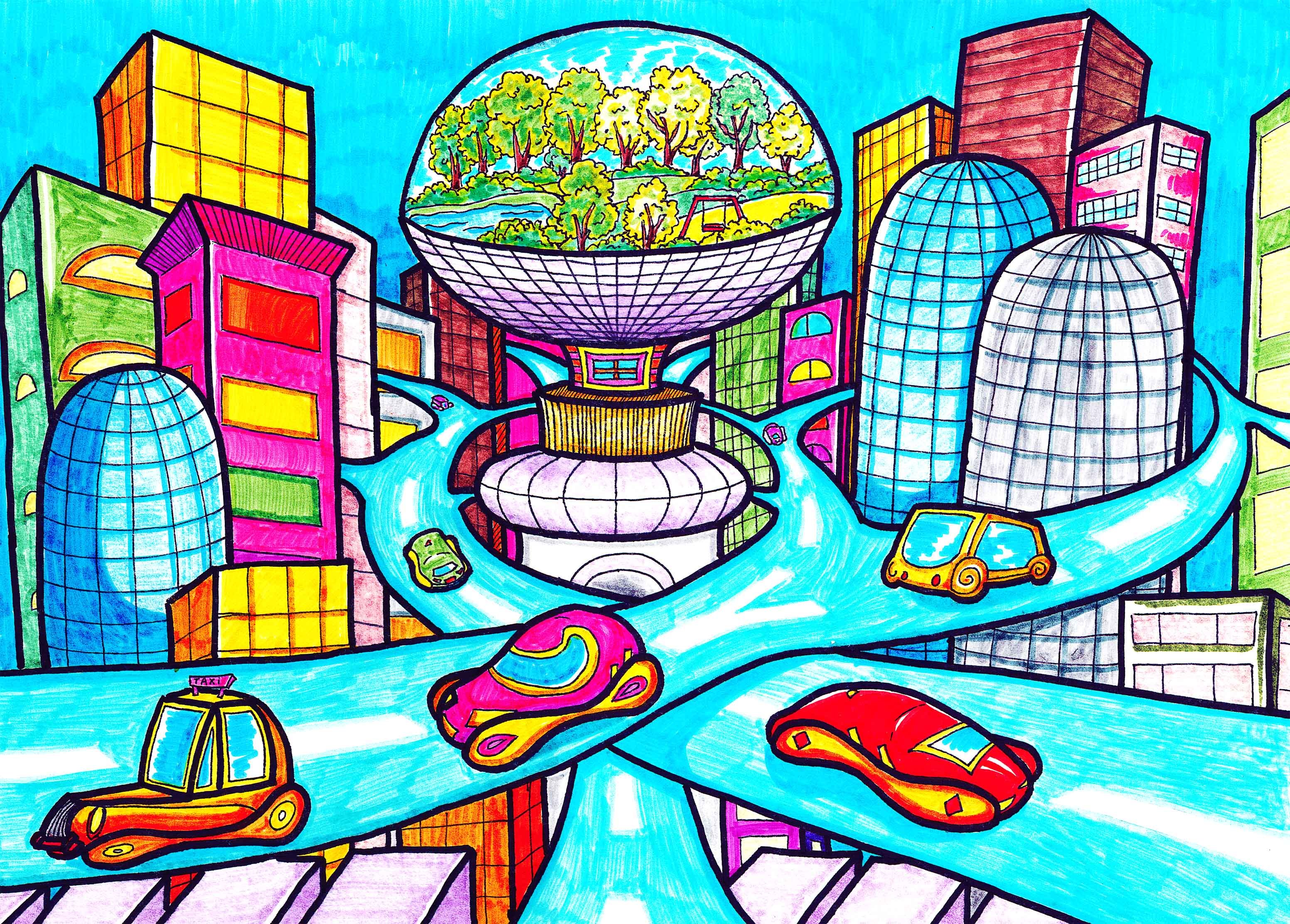 界联合会共同开展的"童绘新疆·畅想2035"中小学生绘画作品征集活动中