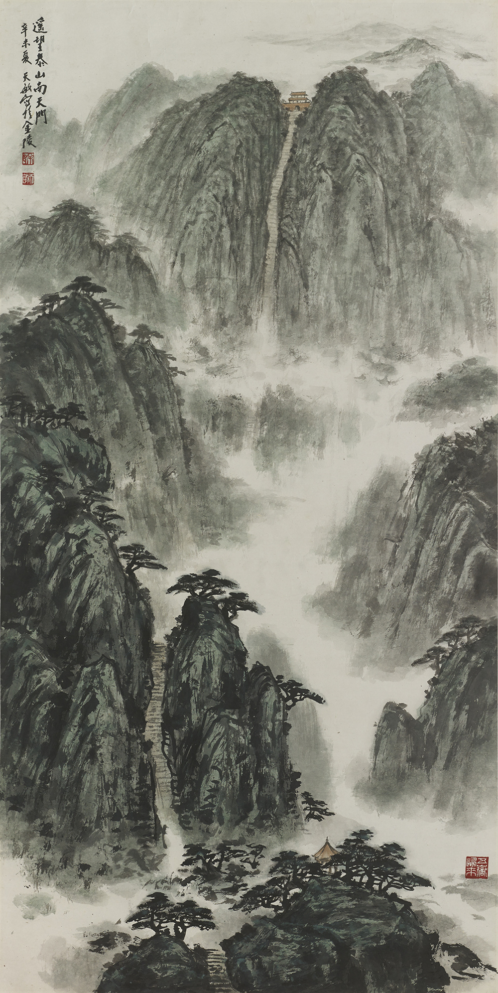 徐天敏《遥望泰山南天门》