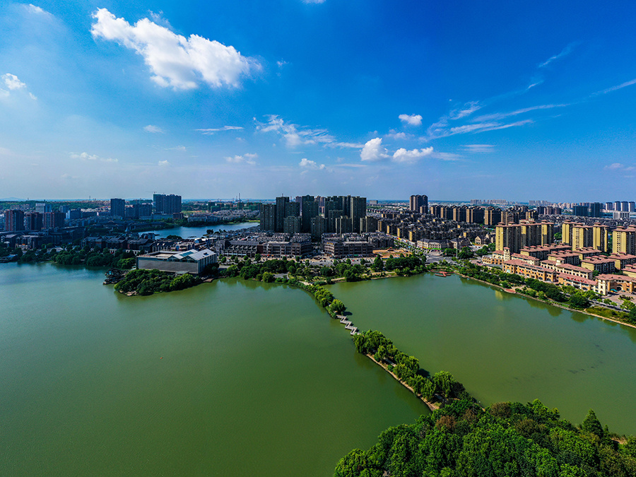 航拍安徽省铜陵市天井湖风景区景色.陈晨 摄