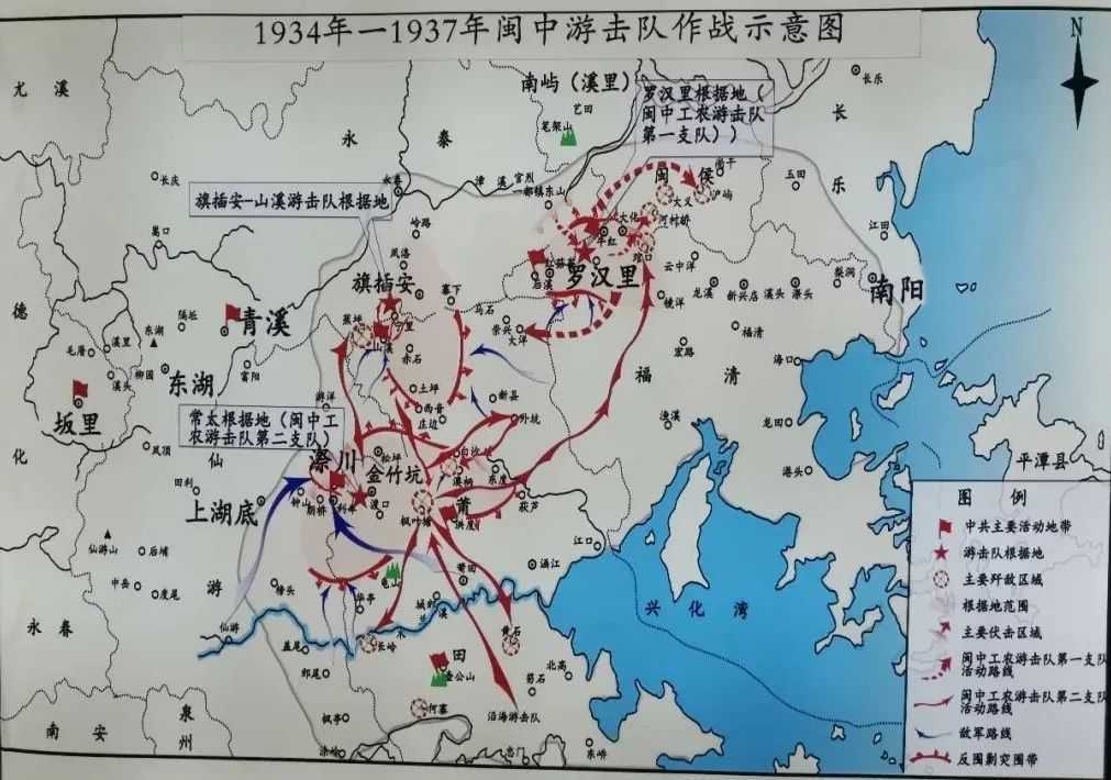 1934年—1937年闽中游击队作战示意图 来源"福建纪检监察"微信公众号