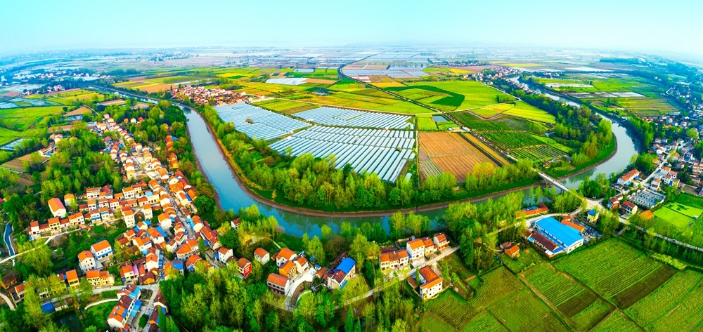 武汉江夏区见山望水忆乡愁田园乡村美如画