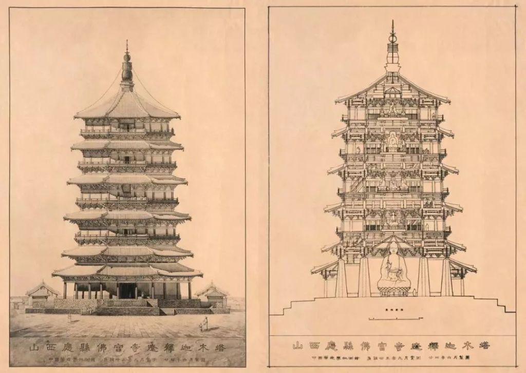 梁思成和他的得力助手莫宗江两人,花整整两个星期的时间,把木塔从下到