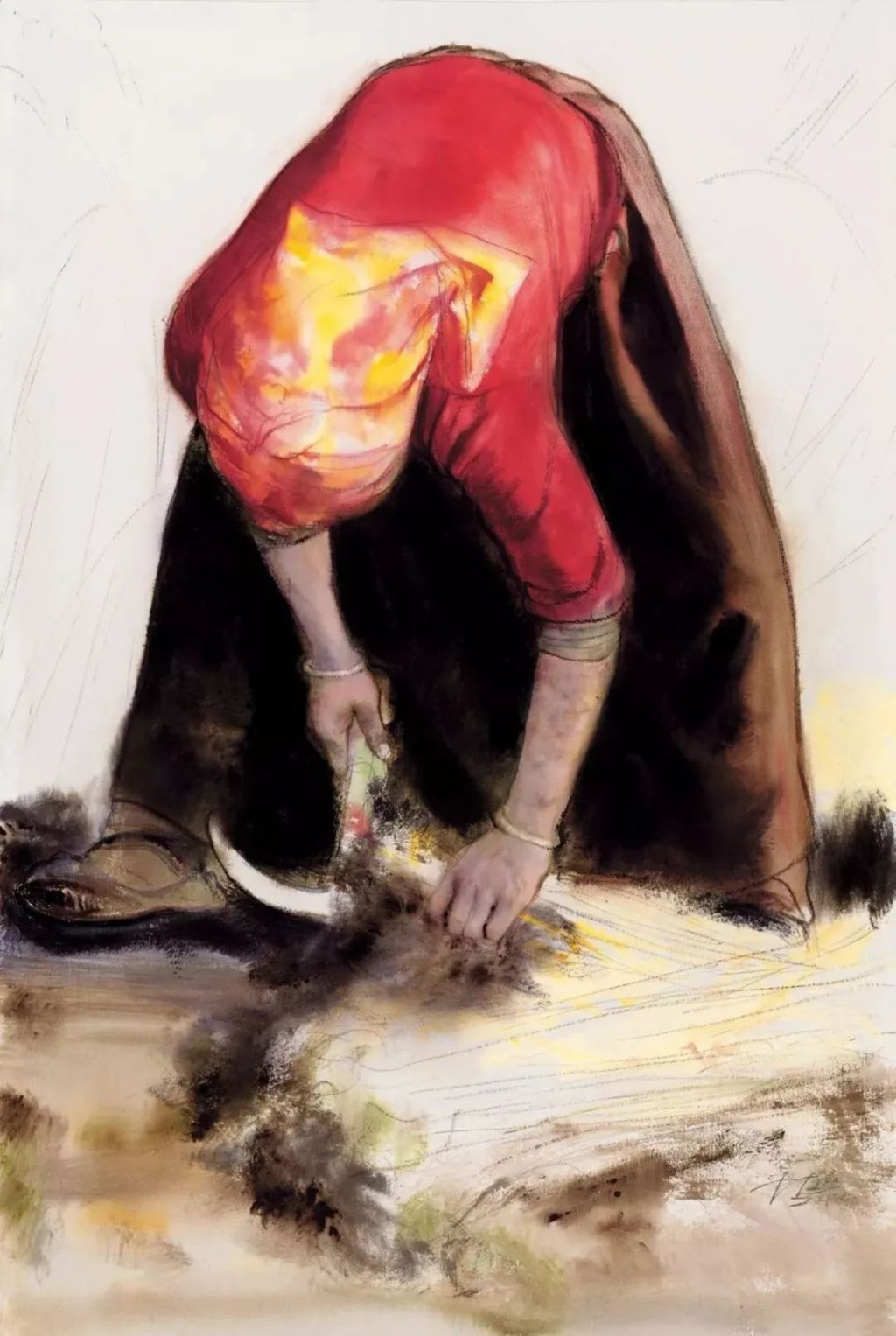 陈坚 《收割》 水彩画 纸本 2010年 153cm×113cm