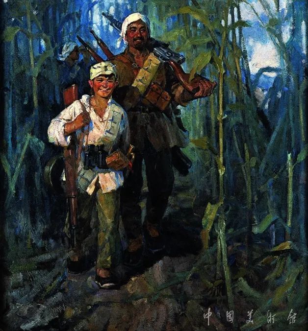 秦大虎,张定钊 《在战斗中成长》 油画 布面油彩 1964年 138cm×130cm