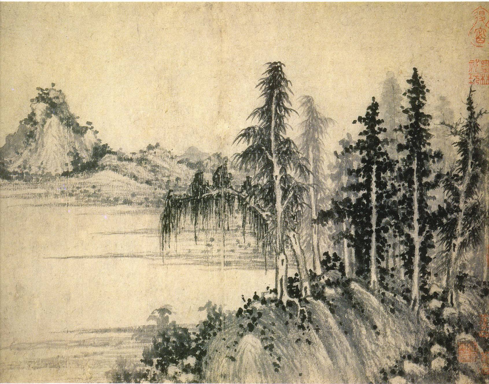 中华名画|[元]王蒙《溪山风雨图》_文化网