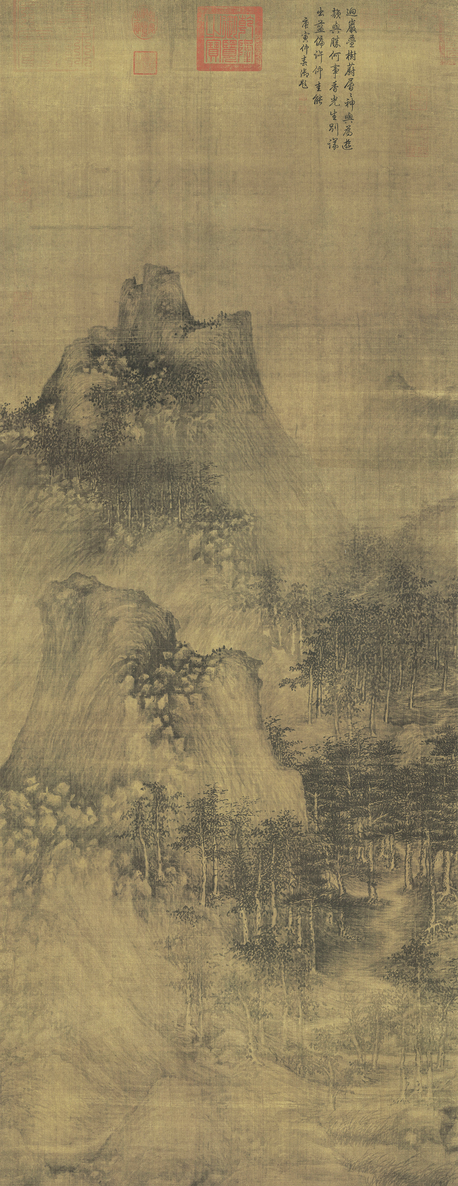 每日中华名画宋巨然层岩丛树图