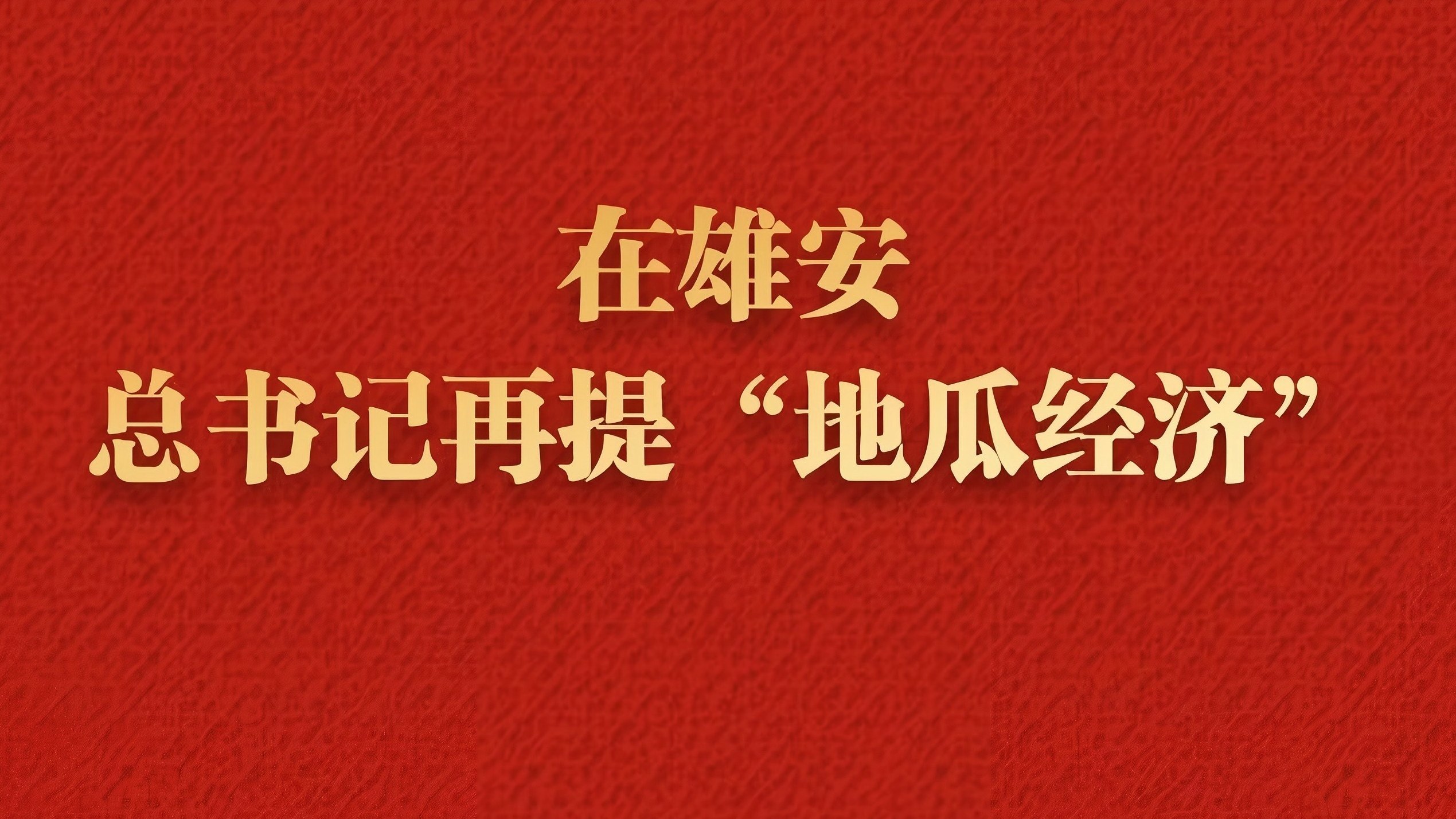 在雄安，总书记再提“地瓜经济”