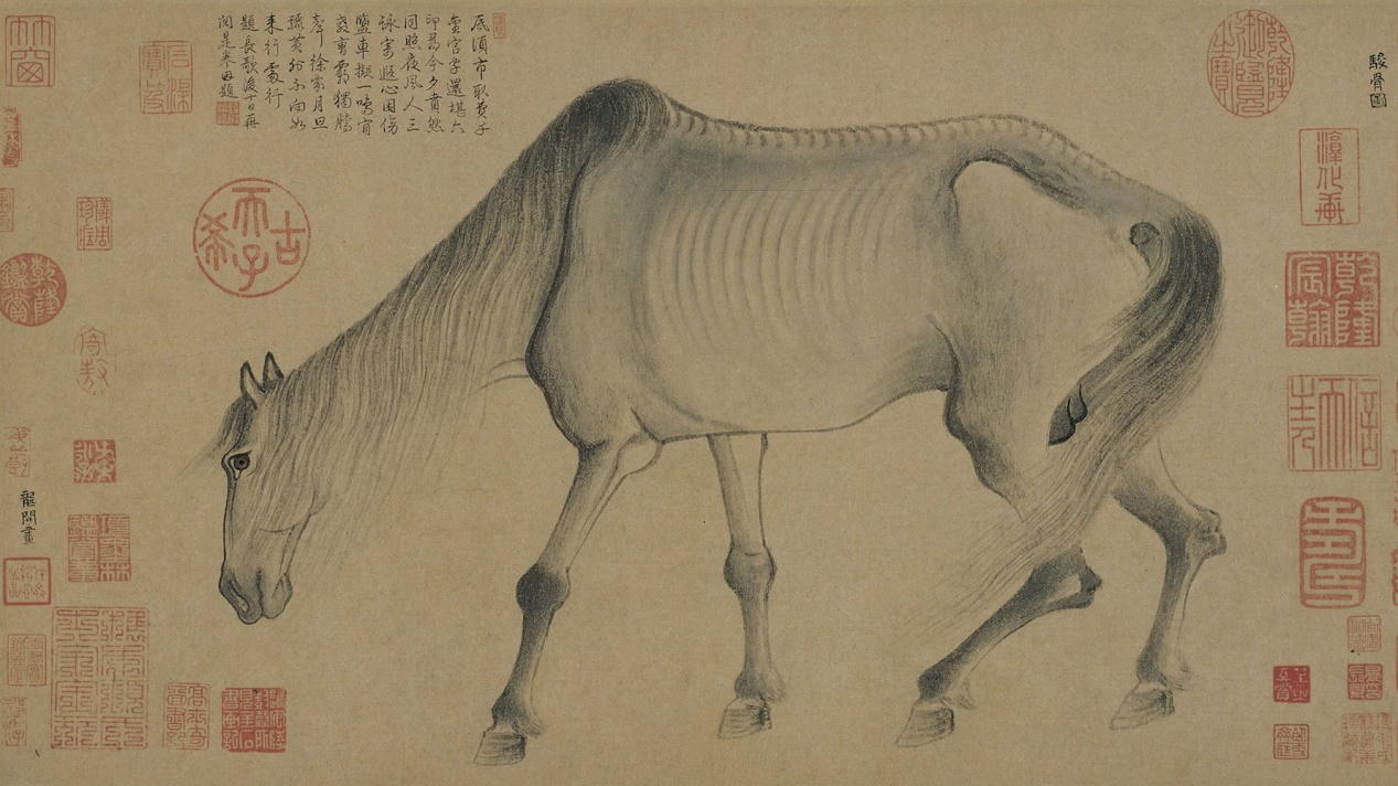 6厘米 日本大阪市立美术馆藏《骏骨图》描绘了一匹形销骨立的瘦马低首
